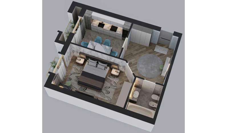 1-комнатная квартира 54 м²  5/7 этаж | Жилой комплекс BAHOR