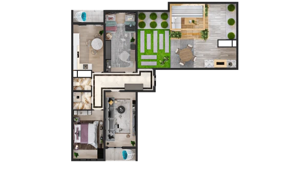 3-xonali xonadon 97.4 m²  16/16 qavat | TRINITY Turar-joy majmuasi