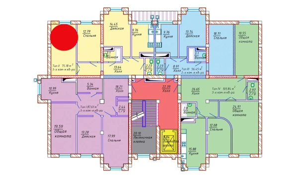 3-xonali xonadon 75.18 m²  9/10 qavat | Samarqand Park Avenue Turar-joy majmuasi