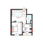 2-комн. квартира 46.6 м²  6/12 этаж | Жилой комплекс CHINARA PARK