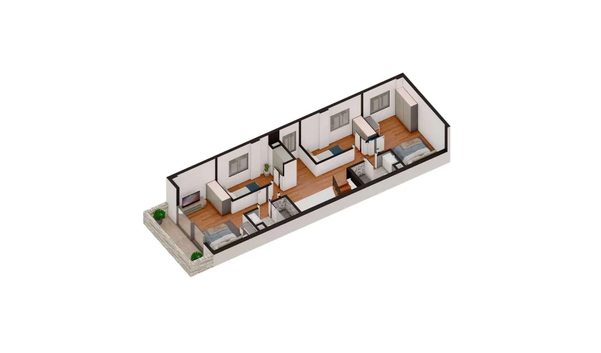 7-комнатная квартира 146.88 м²  2/4 этаж | Жилой комплекс TUSHLAR VODIYSI