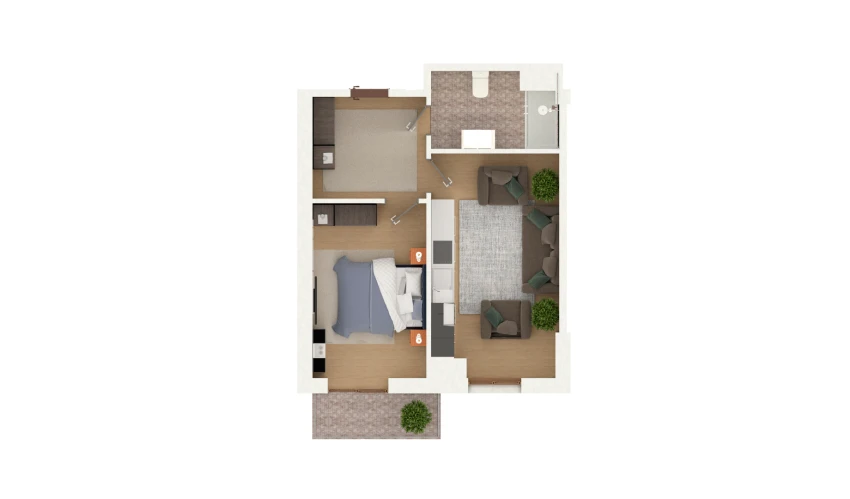 2-комнатная квартира 47.47 м²  4/13 этаж | Жилой комплекс Al-Qasr