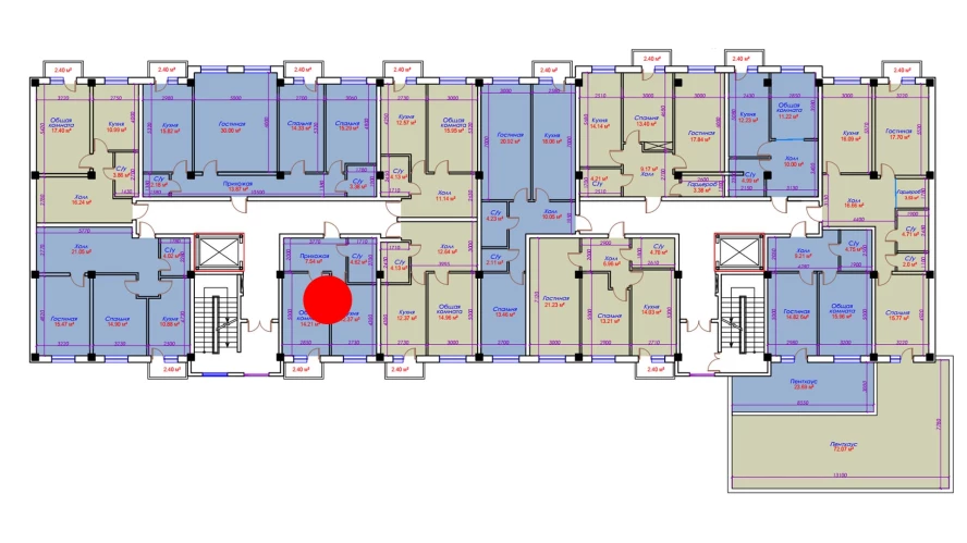 1-xonali xonadon 41.14 m²  3/10 qavat | Ko'kcha-Oqtepa Turar-joy majmuasi
