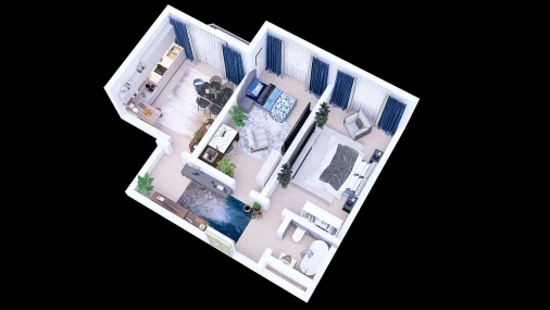 2-комнатная квартира 60.66 м²  8/10 этаж | Жилой комплекс Emir