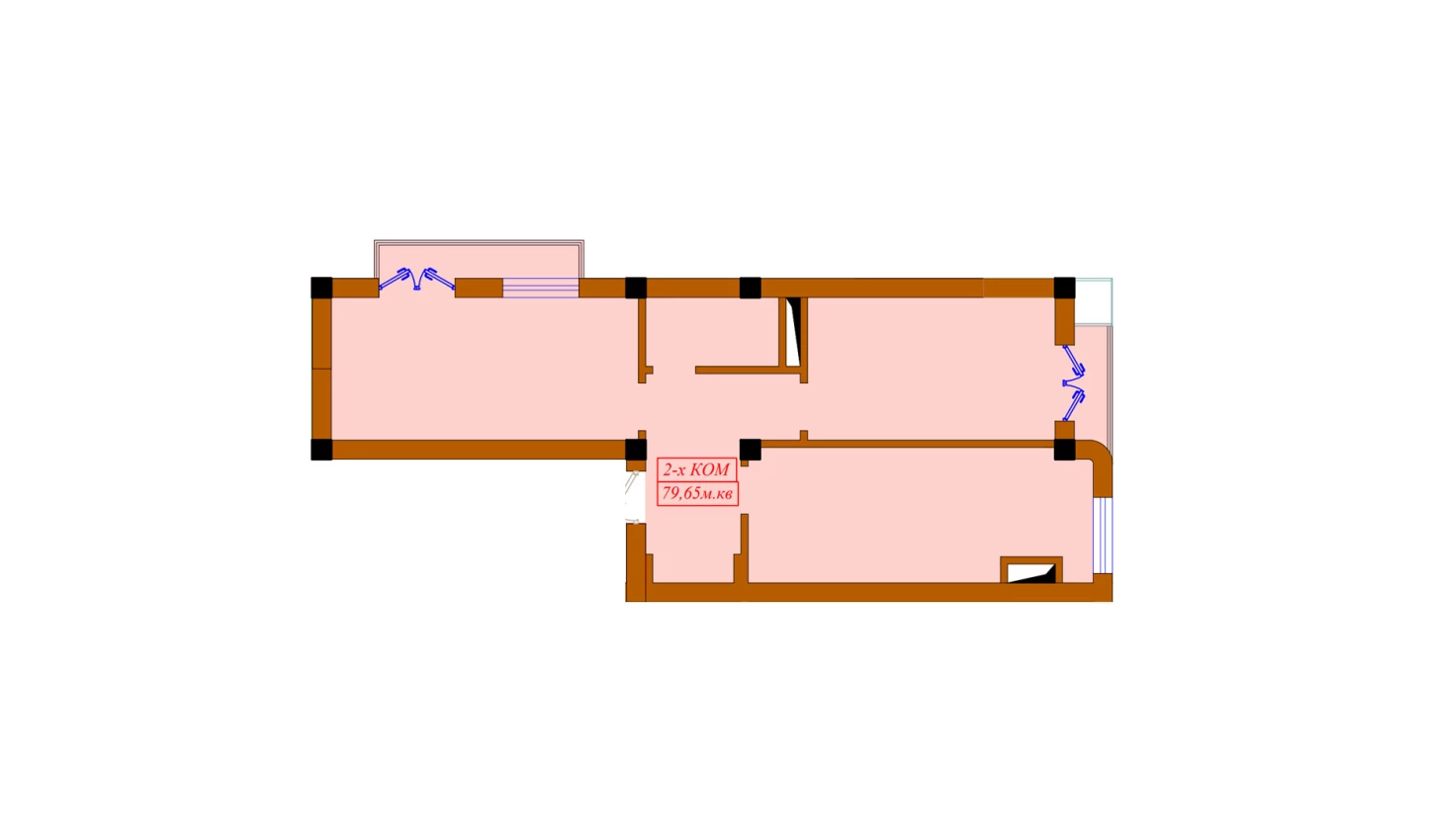 2-xonali xonadon 79.65 m²  5/10 qavat | Aviasozlar Plaza Turar-joy majmuasi