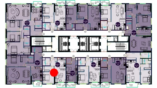 2-комнатная квартира 60.62 м²  10/22 этаж | Жилой комплекс Central Avenue