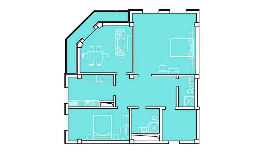 5-xonali xonadon 134.1 m²  6/8 qavat | Ziynat Capital Turar-joy majmuasi