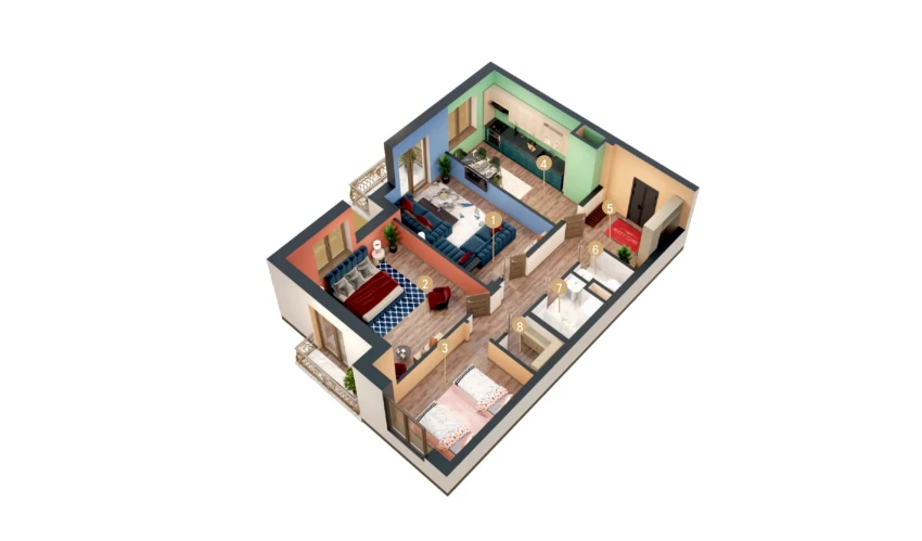 3-комнатная квартира 77.65 м²  9/9 этаж | Жилой комплекс MINGCHINOR
