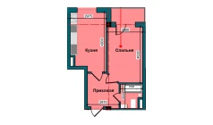 1-xonali xonadon 42 m²  4/9 qavat | NUR BARAKA Turar-joy majmuasi