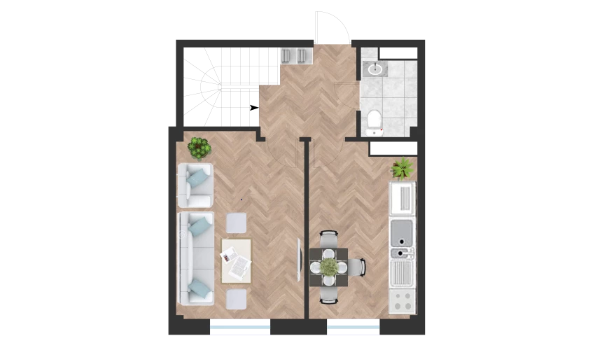 1-xonali xonadon 43.86 m²  1/10 qavat | Ko'kcha-Oqtepa Turar-joy majmuasi
