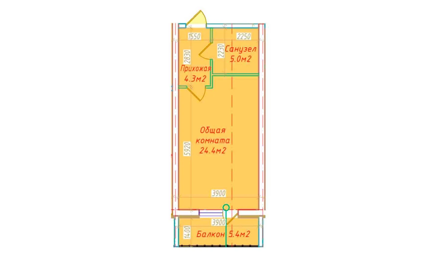 1-xonali xonadon 39.1 m² 4/16 qavat | DO'MBIROBOD RESIDENCE Turar-joy majmuasi 1-xonali xonadon 39.1 m² 4/16 qavat | DO'MBIROBOD RESIDENCE Turar-joy majmuasi