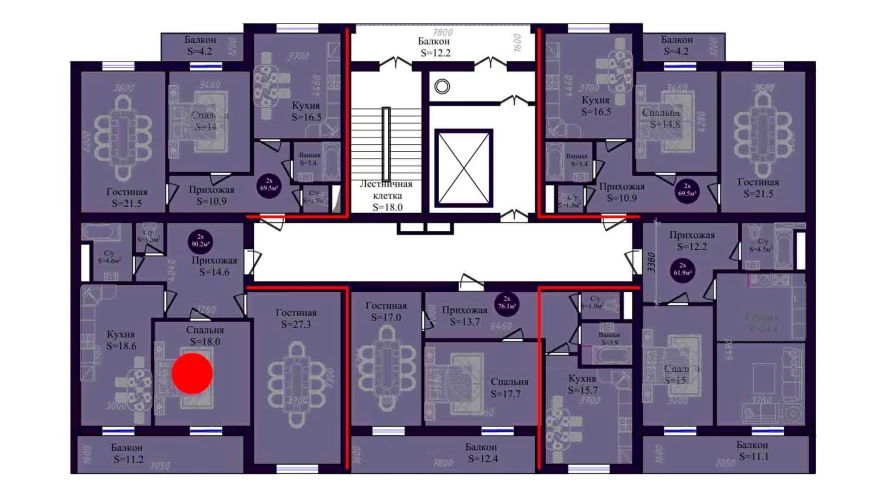 2-комн. квартира 90.2 м²  7/8 этаж | Жилой комплекс Navruz Avenue
