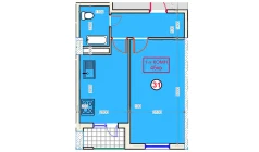 1-xonali xonadon 45 m²  4/9 qavat | XUMO Turar-joy majmuasi