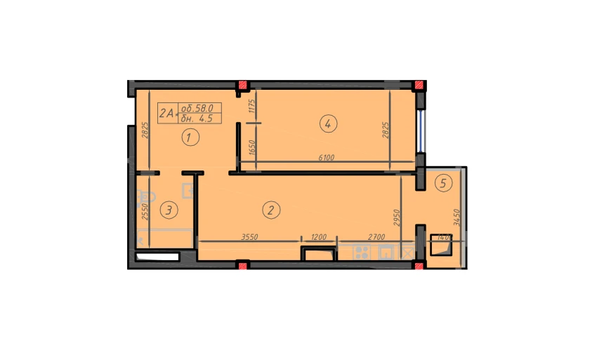 1-комнатная квартира 58 м²  2/12 этаж | Жилой комплекс Sokin Hayot