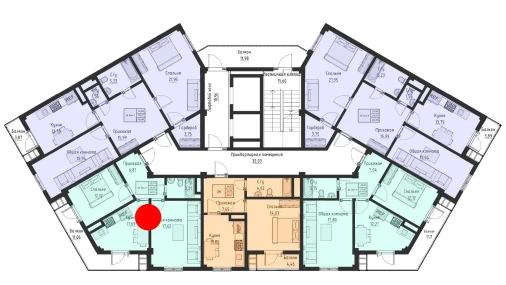 2-комнатная квартира 56.98 м²  9/15 этаж | Жилой комплекс Navro'z Residence