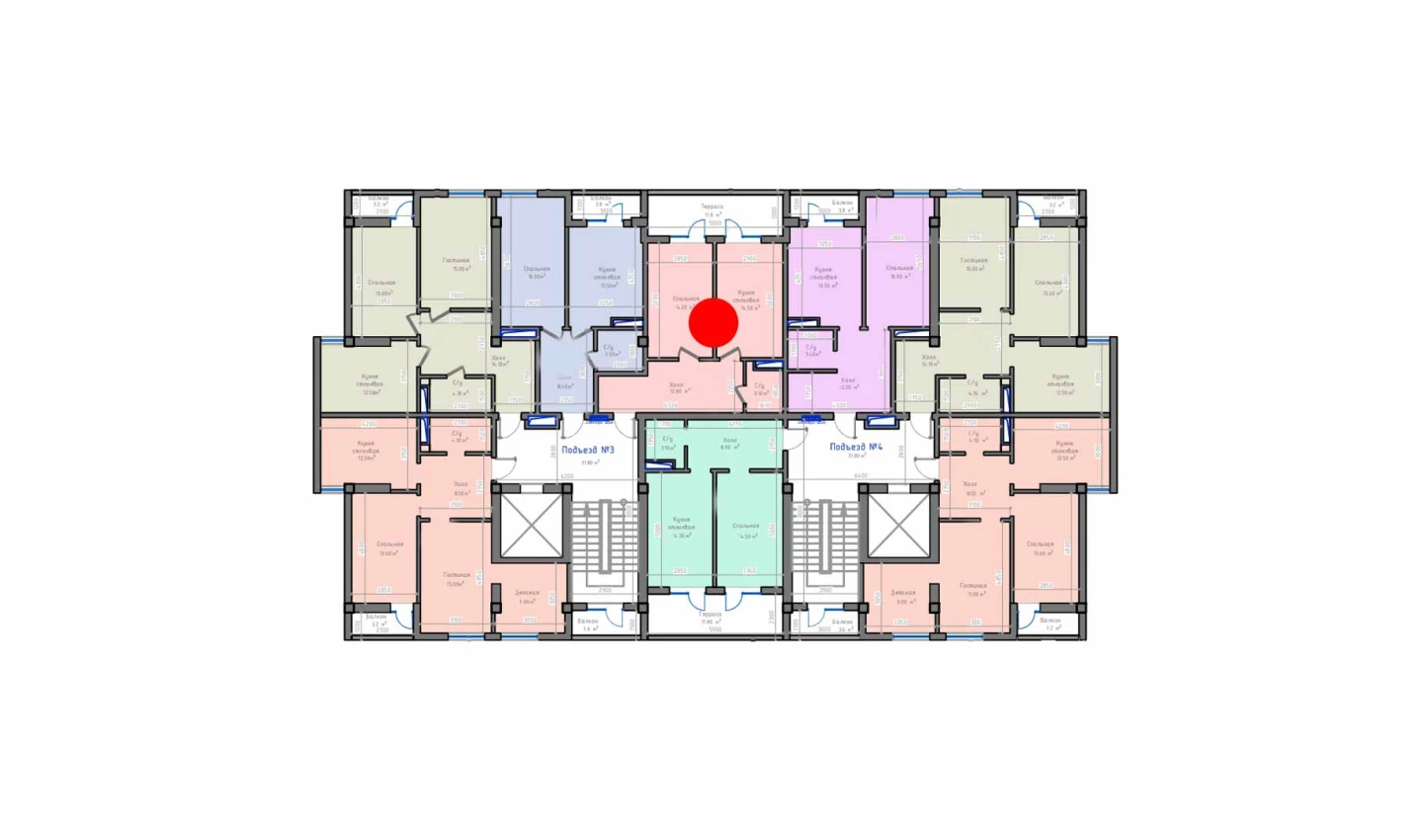 1-xonali xonadon 59.5 m²  9/13 qavat | ORZU SAROYI Turar-joy majmuasi