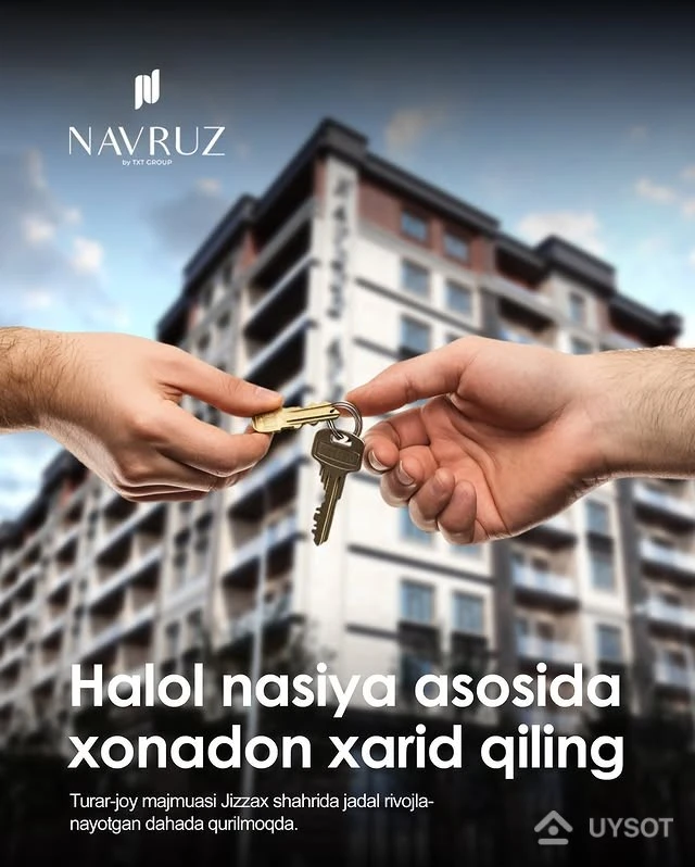 Halol nasiya asosida xonadon egasi bo‘ling!
Navruz Avenue turar-joy majmuasi Jizzax shahrida jadal rivojlanayotgan hududda qurilmoqda. Endi qulay shartlarda, foizsiz va ortiqcha to‘lovlarsiz halol nasiya asosida xonadon xarid qilish imkoniyati mavjud.
Batafsil ma’lumot olish uchun qo’ng’iroq qiling!
Telefon: +99878 113-63-50 Halol nasiya asosida xonadon egasi bo‘ling!
Navruz Avenue turar-joy majmuasi Jizzax shahrida jadal rivojlanayotgan hududda qurilmoqda. Endi qulay shartlarda, foizsiz va ortiqcha to‘lovlarsiz halol nasiya asosida xonadon xarid qilish imkoniyati mavjud.
Batafsil ma’lumot olish uchun qo’ng’iroq qiling!
Telefon: +99878 113-63-50