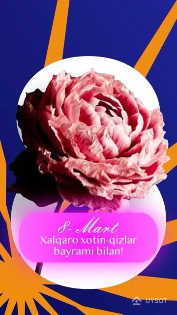 🌸 Xalqaro xotin-qizlar kuni muborak bo‘lsin! 🌸
Aziz ayollar, siz uyga fayz bag‘ishlaysiz, ilhom berasiz va dunyoni yanada go‘zal qilasiz!
💐 Sizga cheksiz baxt, totuvlik, orzularingizning ushalishini va har kuningizda qulaylik tilaymiz!
———
🌸 Поздравляем с Международным женским днём! 🌸
Дорогие женщины, вы создаёте уют, вдохновляете и делаете мир прекраснее!
💐 Желаем вам бесконечного счастья, гармонии, исполнения желаний и комфорта в каждом дне! 🌸 Xalqaro xotin-qizlar kuni muborak bo‘lsin! 🌸
Aziz ayollar, siz uyga fayz bag‘ishlaysiz, ilhom berasiz va dunyoni yanada go‘zal qilasiz!
💐 Sizga cheksiz baxt, totuvlik, orzularingizning ushalishini va har kuningizda qulaylik tilaymiz!
———
🌸 Поздравляем с Международным женским днём! 🌸
Дорогие женщины, вы создаёте уют, вдохновляете и делаете мир прекраснее!
💐 Желаем вам бесконечного счастья, гармонии, исполнения желаний и комфорта в каждом дне!