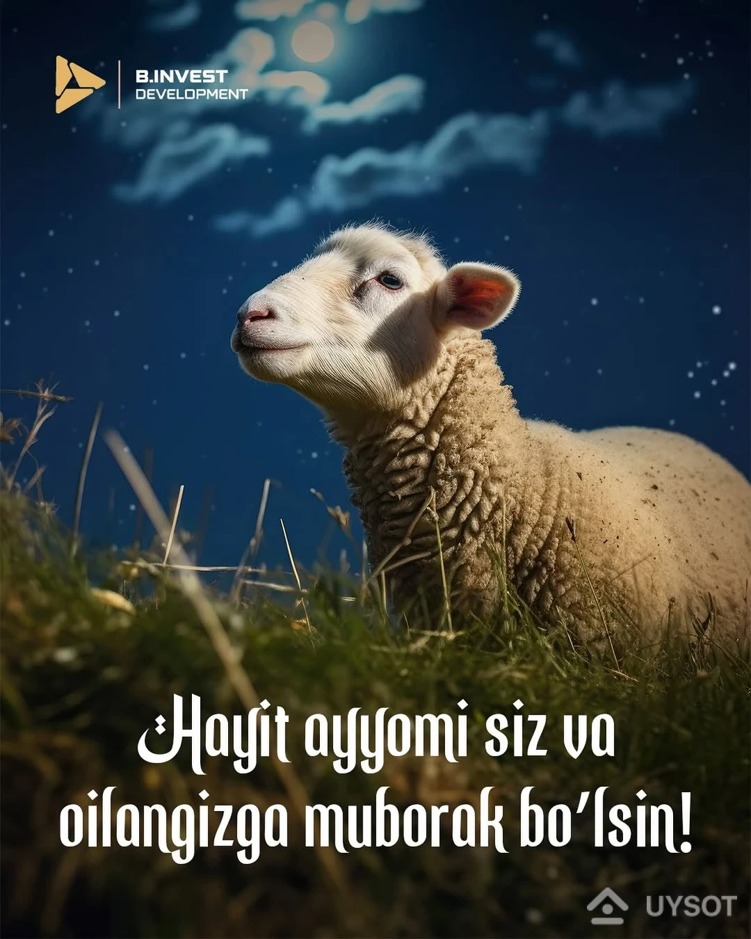 Qurbon Hayit ayyomi muborak bo’lsin! ✨
🌙 Barcha yurtdoshlarimizni ulug’ ayyomlardan biri Qurbon Hayiti bilan butun jamoamiz nomidan samimiy muborakbod etamiz.
⚡️ Siz va oilangizga sihat-salomatlik, baxt-saodat tilaymiz. Ulug’ ayyom kunlarini oila davrasida o’tkazishingizni so’rab qolamiz.
Hayit ayyomingiz muborak bo’lsin! Qurbon Hayit ayyomi muborak bo’lsin! ✨
🌙 Barcha yurtdoshlarimizni ulug’ ayyomlardan biri Qurbon Hayiti bilan butun jamoamiz nomidan samimiy muborakbod etamiz.
⚡️ Siz va oilangizga sihat-salomatlik, baxt-saodat tilaymiz. Ulug’ ayyom kunlarini oila davrasida o’tkazishingizni so’rab qolamiz.
Hayit ayyomingiz muborak bo’lsin!