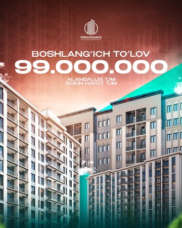 🏢 “Alandalus” va “Sokin hayot” turar joy majmualarida Boshlang’ich to’lov - 99.000.000 so’m

Qolgan summani esa foizsiz muddatli to’lovga bo’lib to’laysiz!

📞 +99878-333 3331
📝Izohlarda “+” belgisini qoldiring va biz sizga narx bo’yicha ma’lumot yuboramiz