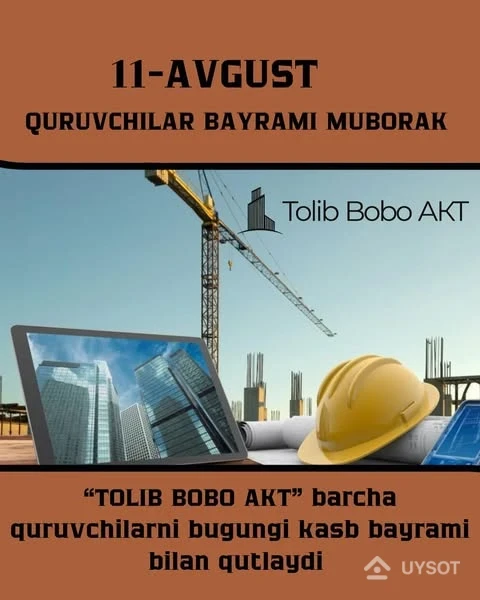 Barcha quruvchilarni bugungi bayram “quruvchilar kuni” bilan chin qalbdan muborakbod etamiz, kelajakdagi barcha ishlarizga rivoj Va muvafaqiyyatlar tilab qolamiz Barcha quruvchilarni bugungi bayram “quruvchilar kuni” bilan chin qalbdan muborakbod etamiz, kelajakdagi barcha ishlarizga rivoj Va muvafaqiyyatlar tilab qolamiz