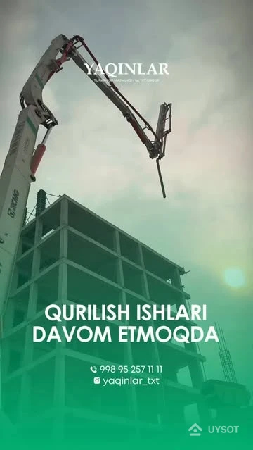 Yaqinlar turar-joy majmuasida qurilish ishlari jadal davom etmoqda
Bu yerda barcha ishalar reja asosida olib borilmoqda. Uylar nafaqat mustahkam, balki farzandlaringiz bemalol o‘ynaydigan, siz esa xotirjam yashaydigan muhit bo‘lishi uchun qurilmoqda.
Yaxshi uy izlayotganlar uchun hozir ayni vaqt.
Telefon: +99878 113-63-50 Yaqinlar turar-joy majmuasida qurilish ishlari jadal davom etmoqda
Bu yerda barcha ishalar reja asosida olib borilmoqda. Uylar nafaqat mustahkam, balki farzandlaringiz bemalol o‘ynaydigan, siz esa xotirjam yashaydigan muhit bo‘lishi uchun qurilmoqda.
Yaxshi uy izlayotganlar uchun hozir ayni vaqt.
Telefon: +99878 113-63-50