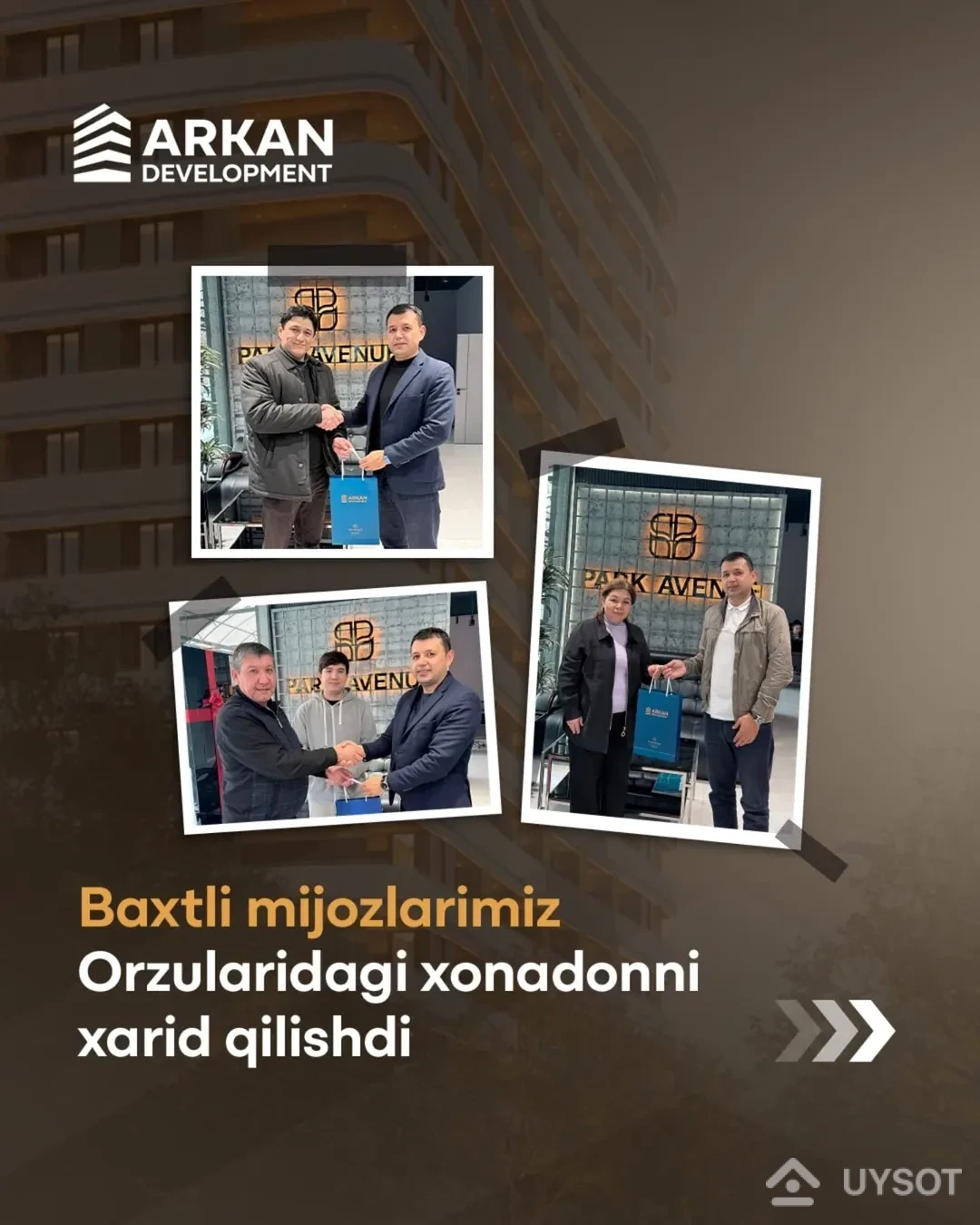 🏙 Baxtli mijozlarimiz orzularidagi xonadonni xarid qilishdi
Bizning baxtli mijozlarimiz allaqachon to‘g‘ri tanlovni qilishdi — ular Park Avenue turar joy majmuasidan zamonaviy, qulay va shinam xonadon xarid qilib, orzularidagi hayot sari ilk qadamni qo‘yishdi.
🏗 Hozirda qurilish ishlari jadallik bilan davom etmoqda va xonadonlar 2026-yilning 1-choragida topshirilishi rejalashtirilgan.
Siz ham orzuingizdagi xonadonni xarid qilish uchun quyidagi raqamlarga murojaat qiling 👇.
————————
🏙 Наши счастливые клиенты приобрели квартиры своей мечты
Наши довольные покупатели уже сделали правильный выбор — они приобрели современные, уютные и комфортные квартиры в жилом комплексе Park Avenue, сделав первый шаг к жизни своей мечты.
🏗 В настоящее время строительные работы активно продолжаются, и сдача квартир запланирована на первый квартал 2026 года.
Если вы тоже хотите приобрести квартиру своей мечты — обращайтесь по номерам ниже 👇.
☎️ Тел: +998 (78) 113-63-50 🏙 Baxtli mijozlarimiz orzularidagi xonadonni xarid qilishdi
Bizning baxtli mijozlarimiz allaqachon to‘g‘ri tanlovni qilishdi — ular Park Avenue turar joy majmuasidan zamonaviy, qulay va shinam xonadon xarid qilib, orzularidagi hayot sari ilk qadamni qo‘yishdi.
🏗 Hozirda qurilish ishlari jadallik bilan davom etmoqda va xonadonlar 2026-yilning 1-choragida topshirilishi rejalashtirilgan.
Siz ham orzuingizdagi xonadonni xarid qilish uchun quyidagi raqamlarga murojaat qiling 👇.
————————
🏙 Наши счастливые клиенты приобрели квартиры своей мечты
Наши довольные покупатели уже сделали правильный выбор — они приобрели современные, уютные и комфортные квартиры в жилом комплексе Park Avenue, сделав первый шаг к жизни своей мечты.
🏗 В настоящее время строительные работы активно продолжаются, и сдача квартир запланирована на первый квартал 2026 года.
Если вы тоже хотите приобрести квартиру своей мечты — обращайтесь по номерам ниже 👇.
☎️ Тел: +998 (78) 113-63-50
