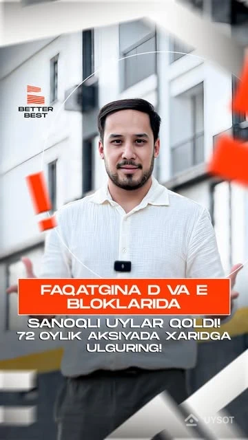 Aksiya nihoyasiga yetguncha YANGI UYli bo'lishga ulguring!
🔥 Uy olishni kechiktirib bo'lmaydi. Metrogacha 10 daqiqa, maktab, bog'cha va savdo do'konlari yaqin «Almaz Tower»dan yangi uy olish taklifini o'tkazib yubormang!
🏡 Bizdan 30-50 m²gacha xonadonni atigi 10% bosh to'lov bilan 48 oygacha, undan yuqori maydondagilarini esa 20% bosh to'lov bilan 72 oy muddatli to'lovga oling!
💡 Foydali taklif!
2 xonali 52 m² bo‘lgan xonadon:
- 20% bosh to‘lov uchun — 4% chegirma,
- bosh to‘lov $10 049 emas, $9 648
- oylik to‘lov $536 hisoblanadi.
Uylar soni kam qolgan. Imkoniyatdan hoziroq foydalaning. Qo'ng'iroq qiling yoki izohda + belgisini qoldiring. Dam olish kunlari ham 19:00 gacha ofisdamiz
📞 Hoziroq bog'laning — +99878 113-63-50 Aksiya nihoyasiga yetguncha YANGI UYli bo'lishga ulguring!
🔥 Uy olishni kechiktirib bo'lmaydi. Metrogacha 10 daqiqa, maktab, bog'cha va savdo do'konlari yaqin «Almaz Tower»dan yangi uy olish taklifini o'tkazib yubormang!
🏡 Bizdan 30-50 m²gacha xonadonni atigi 10% bosh to'lov bilan 48 oygacha, undan yuqori maydondagilarini esa 20% bosh to'lov bilan 72 oy muddatli to'lovga oling!
💡 Foydali taklif!
2 xonali 52 m² bo‘lgan xonadon:
- 20% bosh to‘lov uchun — 4% chegirma,
- bosh to‘lov $10 049 emas, $9 648
- oylik to‘lov $536 hisoblanadi.
Uylar soni kam qolgan. Imkoniyatdan hoziroq foydalaning. Qo'ng'iroq qiling yoki izohda + belgisini qoldiring. Dam olish kunlari ham 19:00 gacha ofisdamiz
📞 Hoziroq bog'laning — +99878 113-63-50