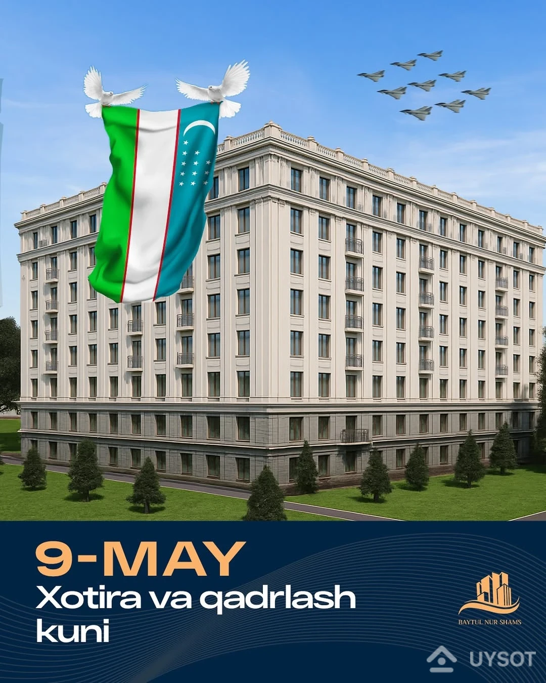 9-may — Xotira va Qadrlash kuni
🇺🇿🕊️

Bu sana biz uchun oddiy kalendardagi kun emas. Bu — jasorat, sabr, fidoyilik va yurtga bo‘lgan cheksiz muhabbat timsolidir.
🎖️🛡️

O‘z hayotini xalq tinchligi, kelajak avlodning baxti uchun fido qilgan bobolarimiz va buvilarimiz oldida chuqur ta’zimdamiz.
🙌🏼🇺🇿

Ularning mardligi va matonati biz uchun doimiy saboq, nurli yo‘l-yo‘riqdir.
📜✨

Bugun biz yurtimizda kechayotgan tinch, osoyishta hayot uchun minnatdormiz.
☀️🏡

Bu kun — eslash, qadrlash, ehtirom ko‘rsatish kuni. Har bir yurakda qahramonlar xotirasi barhayot bo‘lib qoladi.
❤️🕯️

Biz barchasini unutmaymiz. Unutolmaymiz.
Xotirangiz biz bilan — mehr va hurmat ila.
🌹🇺🇿

Qahramonlar abadiydir.