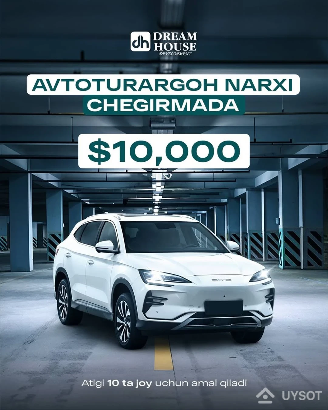 Chegirma! Bodomzor turar joy majmuasida 10 ta parking joyi uchun maxsus narx!

Endi faqatgina 10 ta parking joyini atigi $10,000 evaziga xarid qilishingiz mumkin!

Shoshiling, soni cheklangan!
____

Скидка! В жилом комплексе Bodomzor специальные условия на 10 парковочных мест!

Теперь вы можете приобрести одно из 10 парковочных мест всего за $10 000!

Количество ограничено — успейте воспользоваться предложением!

☎️ +998 (78) 113-63-50