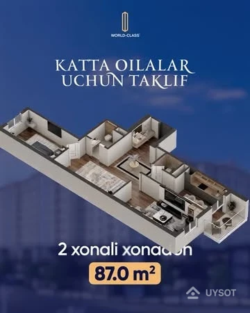 Katta oilalar maxsus, shinam va zamonaviy ikki xonali xonadonlar!
Qulay joylashuv, barcha sharoitlarga ega, daromadli investitsiya uchun ajoyib tanlov!
Aloqa uchun:
📞 +99878 113-63-50
📞 +99878 113-63-50
⸻
На русском:
Для больших семьей — уютные и современные 2-комнатные квартиры!
Отличное расположение, все удобства, идеальный выбор для жизни и инвестиций!
Связаться с нами:
📞 +99878 113-63-50
📞 +99878 113-63-50 Katta oilalar maxsus, shinam va zamonaviy ikki xonali xonadonlar!
Qulay joylashuv, barcha sharoitlarga ega, daromadli investitsiya uchun ajoyib tanlov!
Aloqa uchun:
📞 +99878 113-63-50
📞 +99878 113-63-50
⸻
На русском:
Для больших семьей — уютные и современные 2-комнатные квартиры!
Отличное расположение, все удобства, идеальный выбор для жизни и инвестиций!
Связаться с нами:
📞 +99878 113-63-50
📞 +99878 113-63-50