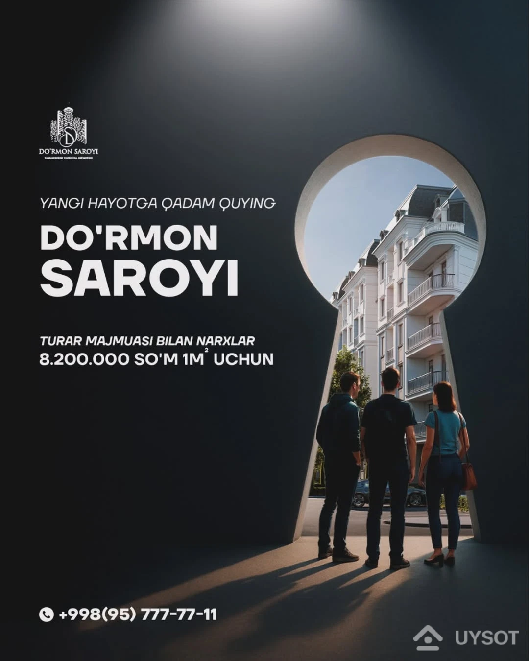 Biz bilan birga yangi hayotga qadam bosing! 

Kushon_buildings kompaniyasi 6 yildan ortiq vaqt davomida O‘zbekiston ko‘chmas mulk bozorida o‘zining faxrli o‘rnini egallab kelmoqda!

Boshlang‘ich to‘lov 30% dan boshlanadi
▫️30 oygacha bo‘lib to‘lash imkoniyati
▫️1 m2 uchun 8 200 000 so‘mdan boshlab kvartiralar

📲 +99878 113-63-50
Toshkent shahri, Yuzrabot ko‘chasi, TTZ
