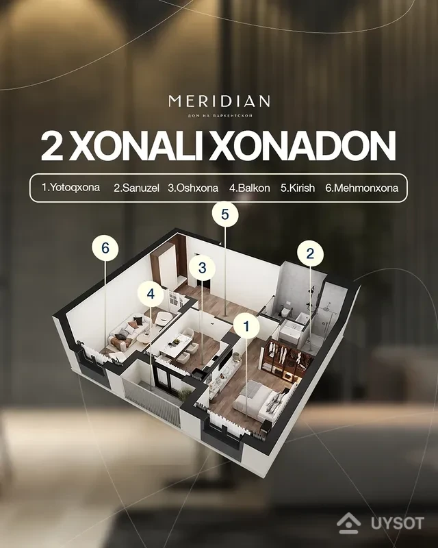 2-XONALI XONADON - 73,5 м²
1. Yotoqxona - 16,87 м²
2. Sanuzel - 9,6 м²
3. Oshxona - 12,41 м²
4. Balkon- 2,34 м²
5. Kirish - 19,34 м²
6. Mehmonxona - 14,21 м²
📞 Batafsil ma’lumot uchun:
+99878 113-63-50
+99878 113-63-50
📍 Toshkent, Parkent ko‘chasi, 172.
———
2-КОМНАТНАЯ КВАРТИРА - 73,5 м²
1. Спальня - 16,87 м²
2. Санузел - 9,6 м²
3. Кухня - 12,41 м²
4. Балкон - 2,34 м²
5. Прихожая - 19,34 м²
6. Гостиная - 14,21 м²
📞 Для получения подробной информации:
+99878 113-63-50
+99878 113-63-50
📍 Ташкент, ул. Паркентская, 172. 2-XONALI XONADON - 73,5 м²
1. Yotoqxona - 16,87 м²
2. Sanuzel - 9,6 м²
3. Oshxona - 12,41 м²
4. Balkon- 2,34 м²
5. Kirish - 19,34 м²
6. Mehmonxona - 14,21 м²
📞 Batafsil ma’lumot uchun:
+99878 113-63-50
+99878 113-63-50
📍 Toshkent, Parkent ko‘chasi, 172.
———
2-КОМНАТНАЯ КВАРТИРА - 73,5 м²
1. Спальня - 16,87 м²
2. Санузел - 9,6 м²
3. Кухня - 12,41 м²
4. Балкон - 2,34 м²
5. Прихожая - 19,34 м²
6. Гостиная - 14,21 м²
📞 Для получения подробной информации:
+99878 113-63-50
+99878 113-63-50
📍 Ташкент, ул. Паркентская, 172.