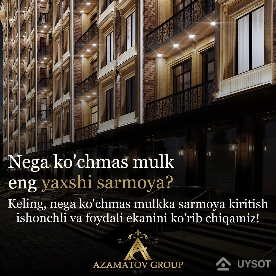 💰 Ko‘chmas mulk – eng yaxshi investitsiya!
✔ Uy narxlari har yili oshmoqda
✔ Ijaraga berib, barqaror daromad olish mumkin
✔ Doim qadri oshadigan ishonchli aktiv
🏡 Pulni foydali joyga tikish vaqti keldi!
Ariza qoldiring va bizning turar-joy majmualarimizdagi foydali takliflar bilan tanishing!
Batafsil ma'lumot olishni istasangiz bizning sotuv ofisimizga yoki call centerga murojaat qiling
+99878 113-63-50
——————
💰 Недвижимость – лучшая инвестиция!
✔ Цена на жильё растёт каждый год
✔ Можно сдавать и получать стабильный доход
✔ Надёжный актив, который всегда в цене
🏡 Вложите деньги с выгодой уже сегодня!
Оставьте заявку и узнайте о выгодных предложениях в наших ЖК! 💰 Ko‘chmas mulk – eng yaxshi investitsiya!
✔ Uy narxlari har yili oshmoqda
✔ Ijaraga berib, barqaror daromad olish mumkin
✔ Doim qadri oshadigan ishonchli aktiv
🏡 Pulni foydali joyga tikish vaqti keldi!
Ariza qoldiring va bizning turar-joy majmualarimizdagi foydali takliflar bilan tanishing!
Batafsil ma'lumot olishni istasangiz bizning sotuv ofisimizga yoki call centerga murojaat qiling
+99878 113-63-50
——————
💰 Недвижимость – лучшая инвестиция!
✔ Цена на жильё растёт каждый год
✔ Можно сдавать и получать стабильный доход
✔ Надёжный актив, который всегда в цене
🏡 Вложите деньги с выгодой уже сегодня!
Оставьте заявку и узнайте о выгодных предложениях в наших ЖК!