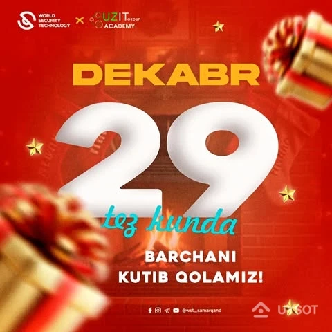 🎉 Yangi yilni eng unutilmas tarzda kutib olishni xohlaysizmi? 🎉
29-dekabr kuni sizni super bazmga taklif qilamiz!
🎁 Bepul qatnashing!
🍾 Ajoyib ziyofatlar, eksklyuziv sovg'alar, maxsus raqamli kuponlar va sirli sovg'alar kutmoqda!
💃🏽 Musiqa, raqs, o'yinlar va maxsus dasturlar – barchasi sizni kutmoqda!
✨ Har bir mehmonni g'ayrioddiy va zavqli tajribalar kutadi!
🎉 Bu bazmda o'zingizni haqiqiy Yangi yil ruhida his qilasiz. Keling, birgalikda ajoyib kayfiyatda 2024-yilni boshlaylik! 🔥
🎟 Joylar cheklangan, shuning uchun hozirda ishtirok eting!
#YangiYil2024 #Bazm #BepulQatnashish #Sovgalar #Ziyofatlar #YangiYilBayrami #BayramKutilmoqda #YangiYilniBirgaKutilaylik #AjoyibKayfiyat 🎉 Yangi yilni eng unutilmas tarzda kutib olishni xohlaysizmi? 🎉
29-dekabr kuni sizni super bazmga taklif qilamiz!
🎁 Bepul qatnashing!
🍾 Ajoyib ziyofatlar, eksklyuziv sovg'alar, maxsus raqamli kuponlar va sirli sovg'alar kutmoqda!
💃🏽 Musiqa, raqs, o'yinlar va maxsus dasturlar – barchasi sizni kutmoqda!
✨ Har bir mehmonni g'ayrioddiy va zavqli tajribalar kutadi!
🎉 Bu bazmda o'zingizni haqiqiy Yangi yil ruhida his qilasiz. Keling, birgalikda ajoyib kayfiyatda 2024-yilni boshlaylik! 🔥
🎟 Joylar cheklangan, shuning uchun hozirda ishtirok eting!
#YangiYil2024 #Bazm #BepulQatnashish #Sovgalar #Ziyofatlar #YangiYilBayrami #BayramKutilmoqda #YangiYilniBirgaKutilaylik #AjoyibKayfiyat
