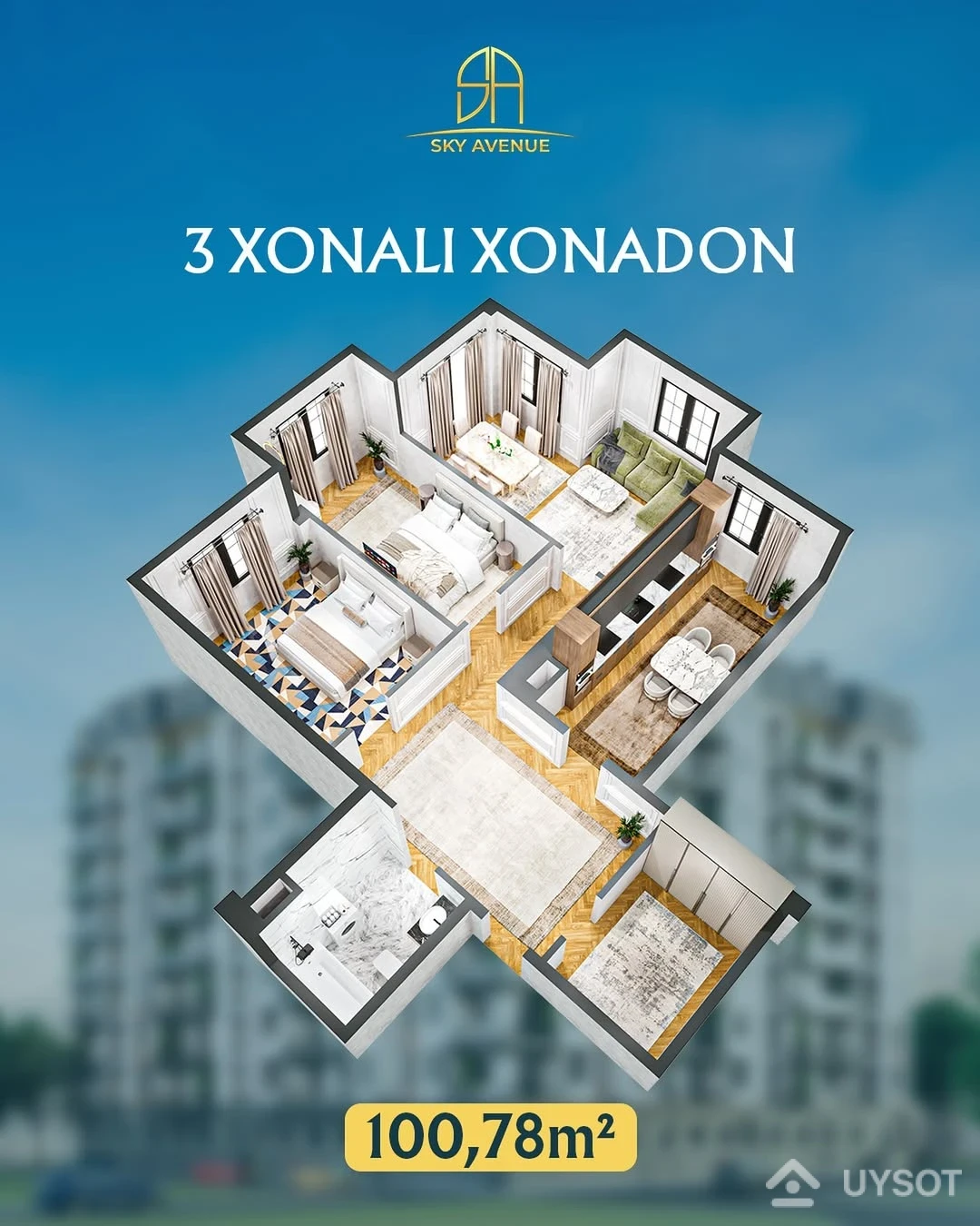 Katta oilalar uchun ideal tanlov!
🏡 3 xonali, 100,78 m² maydonga ega xonadon
✅ 80% tayyor holatda
✅ Yashash uchun qulay reja
✅ Zamonaviy tamomlash ishlari
Sky Avenue – orzuyingizdagi uy shu yerda boshlanadi!
📞 Murojaat uchun:
+998-+99878 113-63-50
+998-+99878 113-63-50
⸻
Идеальный выбор для большой семьи!
🏡 3-комнатная квартира площадью 100,78 м²
✅ Готовность — 80%
✅ Удобная планировка для комфортной жизни
✅ Современная отделка
Sky Avenue — ваш новый дом начинается здесь!
📞 Контактный номер:
+998-+99878 113-63-50
+998-+99878 113-63-50 Katta oilalar uchun ideal tanlov!
🏡 3 xonali, 100,78 m² maydonga ega xonadon
✅ 80% tayyor holatda
✅ Yashash uchun qulay reja
✅ Zamonaviy tamomlash ishlari
Sky Avenue – orzuyingizdagi uy shu yerda boshlanadi!
📞 Murojaat uchun:
+998-+99878 113-63-50
+998-+99878 113-63-50
⸻
Идеальный выбор для большой семьи!
🏡 3-комнатная квартира площадью 100,78 м²
✅ Готовность — 80%
✅ Удобная планировка для комфортной жизни
✅ Современная отделка
Sky Avenue — ваш новый дом начинается здесь!
📞 Контактный номер:
+998-+99878 113-63-50
+998-+99878 113-63-50