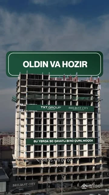Brilliant City – ko‘pchilik qiziqayotgan manzil
Markazda joylashgan, infratuzilmasi qulay, zamonaviy turar-joy majmuasi. Xonadonlar puxta rejalashtirilgan, ichki hovli, atrofda maktab, bog‘cha, do‘kon – hammasi bor.
Bunday zamonaviy va mustahkam xonadonni bu narxda topish qiyin.
Telefon: +99878 113-63-50 Brilliant City – ko‘pchilik qiziqayotgan manzil
Markazda joylashgan, infratuzilmasi qulay, zamonaviy turar-joy majmuasi. Xonadonlar puxta rejalashtirilgan, ichki hovli, atrofda maktab, bog‘cha, do‘kon – hammasi bor.
Bunday zamonaviy va mustahkam xonadonni bu narxda topish qiyin.
Telefon: +99878 113-63-50