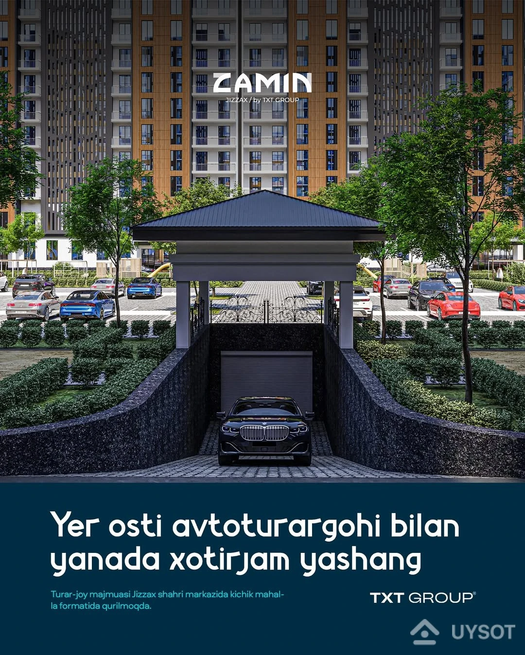 Mashinangiz uchun joy tayyor, siz uchun esa yangi imkoniyatlar!
Endi mashinangiz uchun joy qidirish yoki xavfsizligi haqida o‘ylashingiz shart emas. ZAMIN turar-joy majmuasi yer osti avtoturargohi bilan sizga qulay va xotirjam hayot taqdim etadi.
Batafsil ma’lumot olish uchun hoziroq biz bilan bog‘laning!
Telefon: +99878 113-63-50 Mashinangiz uchun joy tayyor, siz uchun esa yangi imkoniyatlar!
Endi mashinangiz uchun joy qidirish yoki xavfsizligi haqida o‘ylashingiz shart emas. ZAMIN turar-joy majmuasi yer osti avtoturargohi bilan sizga qulay va xotirjam hayot taqdim etadi.
Batafsil ma’lumot olish uchun hoziroq biz bilan bog‘laning!
Telefon: +99878 113-63-50