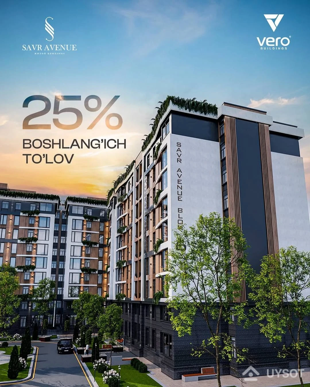 24 oylik muddatli to’lov asosida xonadon xarid qiling!

⚡️ Endi, eng katta orzularingizdan birini kechiktirishingizga zarurat yo’q!

✅ Savr Avenue’dan oilangiz uchun mukammal zamonaviy xonadonni tanlang va to’lovni 24 oylik muddatli to’lov evaziga rasmiylashtiring.

🌇 Oilangizga Mirobod tumanidan qulay to’lov shartlari asosida xonadon hadya qiling:

📞 +99878 113-63-50

📍 Mirobod tumani, Savr ko’chasi, 2-uy.

➖➖➖➖

Приобретите квартиру на условиях рассрочки на 24 месяцев!

⚡️ Теперь вам не нужно откладывать исполнение одной из самых больших мечт!

✅ Выберите идеальную современную квартиру для вашей семьи в “Savr Avenue” и оформите покупку с рассрочкой на 24 месяцев.

🌇 Подарите квартиру своей семье в Мирабадском районе на удобных условиях оплаты:

📞 +99878 113-63-50

📍 г. Ташкент, Мирабадский район, улица Савр 2.