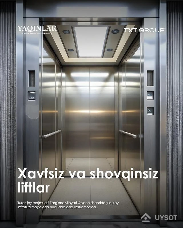 Yaqinlar turar-joy majmuasida elektr taʼminoti oʻchsa ham, liftlar doimo ishlaydi.
Lift tizimlariga muntazam ravishda texnik xizmat koʻrsatiladi, bu ularning barqaror va xavfsiz ishlashini taʼminlaydi.
📞 Telefon: +99878 113-63-50 Yaqinlar turar-joy majmuasida elektr taʼminoti oʻchsa ham, liftlar doimo ishlaydi.
Lift tizimlariga muntazam ravishda texnik xizmat koʻrsatiladi, bu ularning barqaror va xavfsiz ishlashini taʼminlaydi.
📞 Telefon: +99878 113-63-50