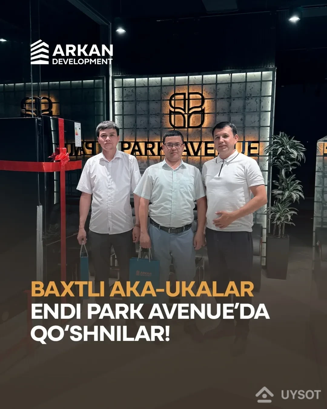 🏡 Baxtli aka-ukalar — Park Avenue'da qo'shnilar
Matkarimov Sohibjon va Matkarimov Behzod hayotdagi eng katta qadriyat — aka-ukalik va bir-biriga bo‘lgan mehrni qadrlab, bir hududda, yonma-yon yashash uchun Park Avenue turar joy majmuasini tanlashdi
✨ Ularning qarori biz uchun ham faxrli: biz mijozlarimizga nafaqat uy, balki tinchlik, yaqinlik va farovonlik muhitini taqdim etamiz.
Siz ham yaqinlaringiz bilan yonma-yon, zamonaviy hayot tarzini boshlash niyatingiz bo'lsa, Park Avenue'da kutib qolamiz.
——————————
🏡 Счастливые братья — соседи в Park Avenue
Маткаримов Сохибжон и Маткаримов Бехзод, ценя одну из самых больших жизненных ценностей — братство и взаимную любовь, выбрали жилой комплекс Park Avenue, чтобы жить рядом, в одном районе.
✨ Их решение — это и наша гордость: мы предлагаем нашим клиентам не просто жильё, а атмосферу спокойствия, близости и благополучия.
Если вы тоже хотите начать современную жизнь рядом с близкими, ждём вас в Park Avenue.
☎️ Тел: +99878 113-63-50 🏡 Baxtli aka-ukalar — Park Avenue'da qo'shnilar
Matkarimov Sohibjon va Matkarimov Behzod hayotdagi eng katta qadriyat — aka-ukalik va bir-biriga bo‘lgan mehrni qadrlab, bir hududda, yonma-yon yashash uchun Park Avenue turar joy majmuasini tanlashdi
✨ Ularning qarori biz uchun ham faxrli: biz mijozlarimizga nafaqat uy, balki tinchlik, yaqinlik va farovonlik muhitini taqdim etamiz.
Siz ham yaqinlaringiz bilan yonma-yon, zamonaviy hayot tarzini boshlash niyatingiz bo'lsa, Park Avenue'da kutib qolamiz.
——————————
🏡 Счастливые братья — соседи в Park Avenue
Маткаримов Сохибжон и Маткаримов Бехзод, ценя одну из самых больших жизненных ценностей — братство и взаимную любовь, выбрали жилой комплекс Park Avenue, чтобы жить рядом, в одном районе.
✨ Их решение — это и наша гордость: мы предлагаем нашим клиентам не просто жильё, а атмосферу спокойствия, близости и благополучия.
Если вы тоже хотите начать современную жизнь рядом с близкими, ждём вас в Park Avenue.
☎️ Тел: +99878 113-63-50