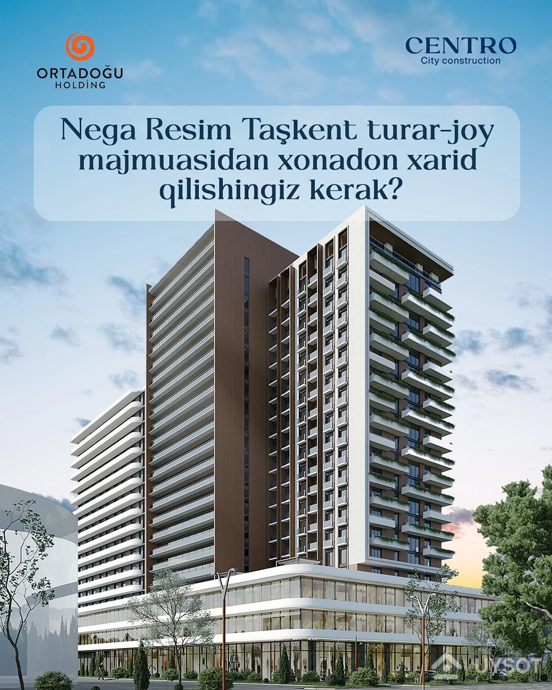 Nega Resim Taşkent turar-joy majmuasidan xonadon xarid qilishingiz kerak?
1-sabab: 2025 yil oxirida to’liq foydalanishga topshiriladi.
2-sabab: Sifatli materiallar: Barcha qurilish ishlari sifatli va zamonaviy materiallar bilan amalga oshirilmoqda.
3-sabab: Eng asosiysi bino hududidan chiqmagan holda barcha kerakli infratuzilmalar borligi.
(bog’cha, sport zal, savdo majmuasi shularni rasminini qo’yasiz)
📞 Batafsil ma’lumot olish uchun biz bilan bog‘laning yoki sotuv ofisimizga tashrif buyiring!
☎️ +99878 113-63-50 Nega Resim Taşkent turar-joy majmuasidan xonadon xarid qilishingiz kerak?
1-sabab: 2025 yil oxirida to’liq foydalanishga topshiriladi.
2-sabab: Sifatli materiallar: Barcha qurilish ishlari sifatli va zamonaviy materiallar bilan amalga oshirilmoqda.
3-sabab: Eng asosiysi bino hududidan chiqmagan holda barcha kerakli infratuzilmalar borligi.
(bog’cha, sport zal, savdo majmuasi shularni rasminini qo’yasiz)
📞 Batafsil ma’lumot olish uchun biz bilan bog‘laning yoki sotuv ofisimizga tashrif buyiring!
☎️ +99878 113-63-50